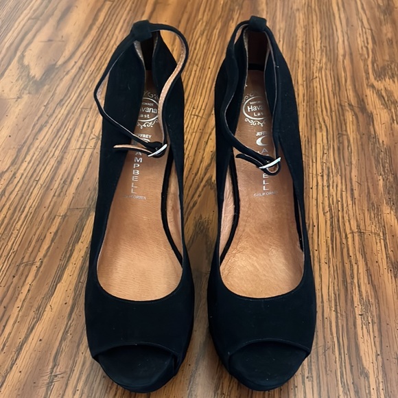 CJeffery Campbell dayzz Suede Platform Curved Heel Adjustable Strap Pumps Heels - Picture 3 of 16